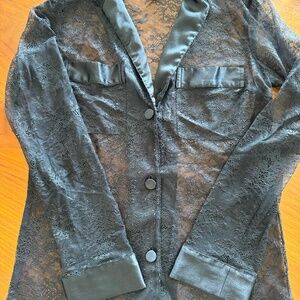 Victoria's Secret Lace and Satin Sheer Button Down Shirt